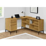 BUREAU - 60"L / EN FORME DE L / COIN CHENE PALE