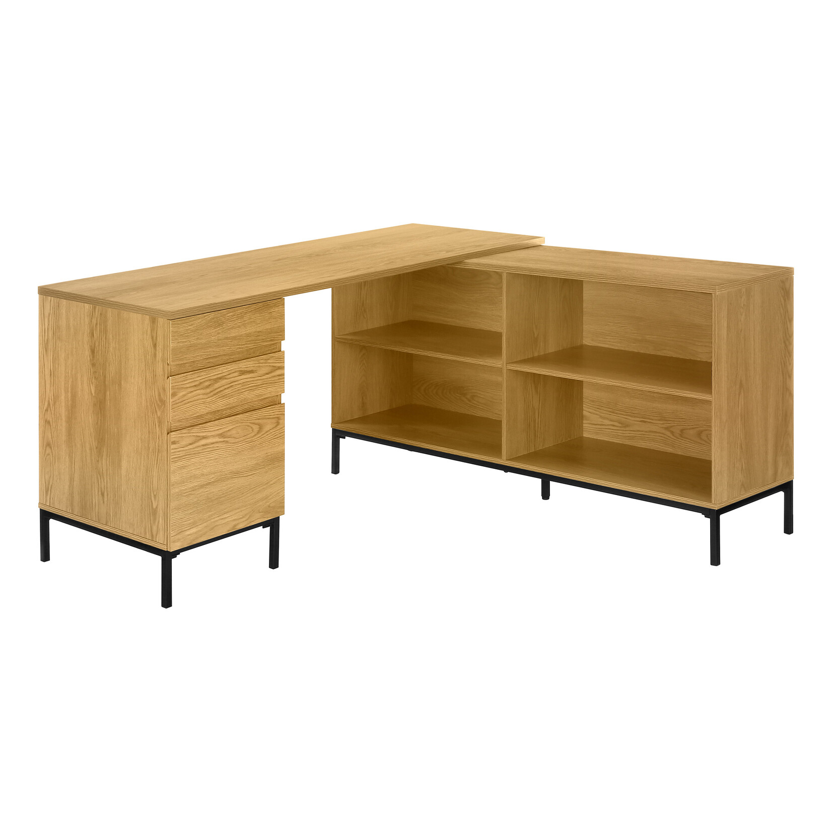 BUREAU - 60"L / EN FORME DE L / COIN CHENE PALE