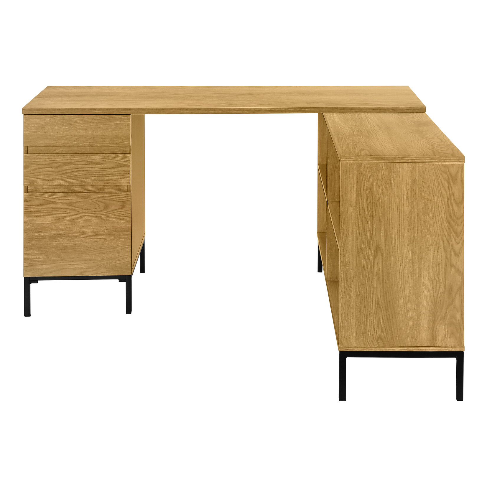 BUREAU - 60"L / EN FORME DE L / COIN CHENE PALE