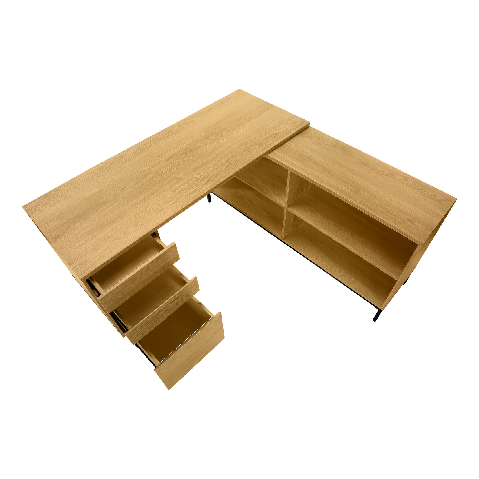 BUREAU - 60"L / EN FORME DE L / COIN CHENE PALE