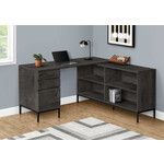 COMPUTER DESK - 60"L / DARK GREY L-SHAPED CORNER