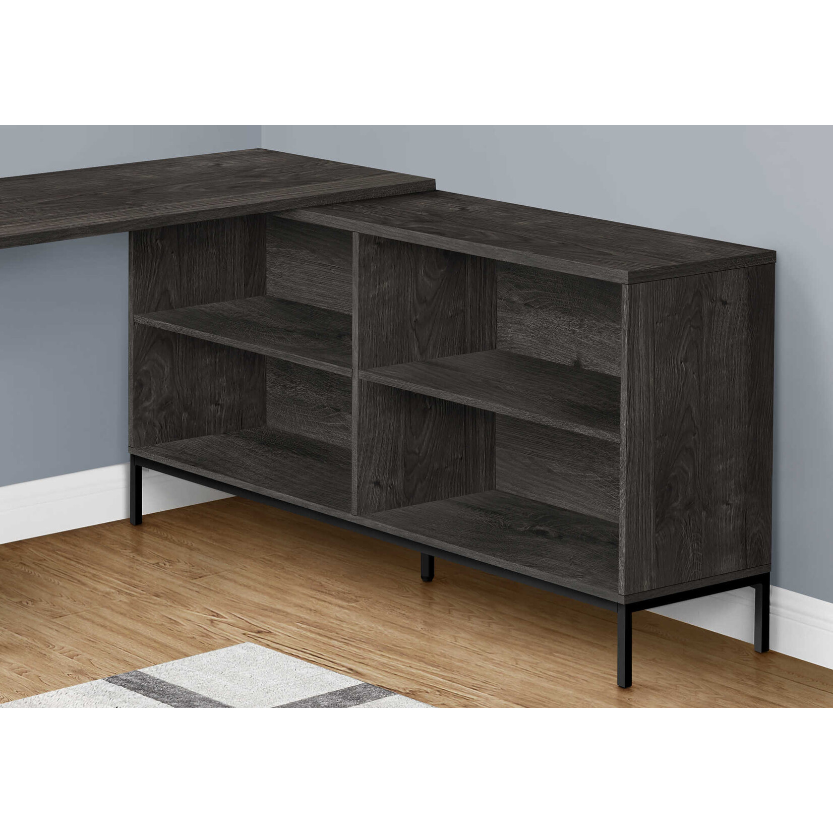 COMPUTER DESK - 60"L / DARK GREY L-SHAPED CORNER