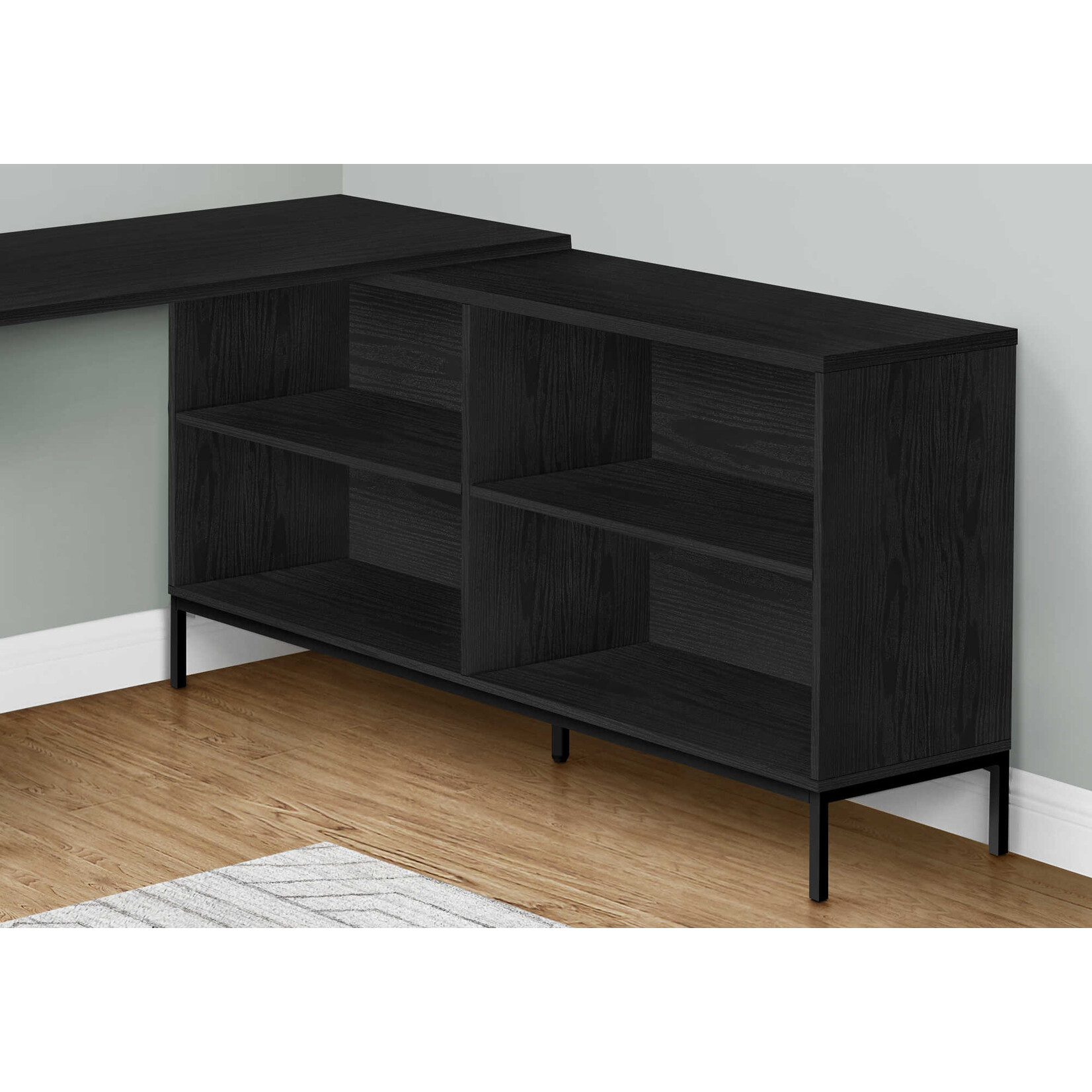 BUREAU - 60"L / EN FORME DE L / COIN CHENE NOIR