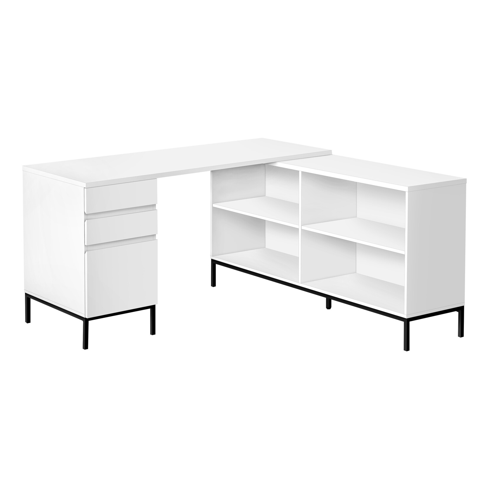 BUREAU - 60"L / EN FORME DE L / COIN BLANC