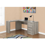 COMPUTER DESK - DARK TAUPE CORNER WITH TEMPERED GLASS
