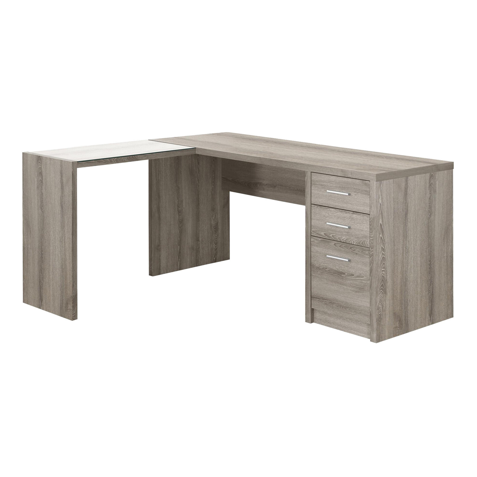BUREAU - TAUPE FONCE DE COIN ET VERRE TREMPE