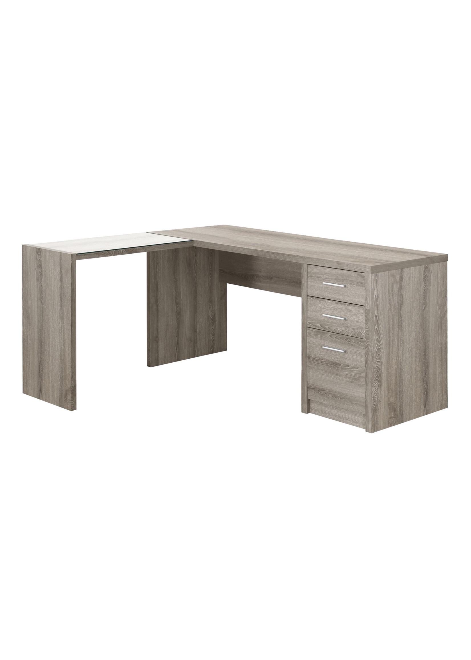 BUREAU - TAUPE FONCE DE COIN ET VERRE TREMPE