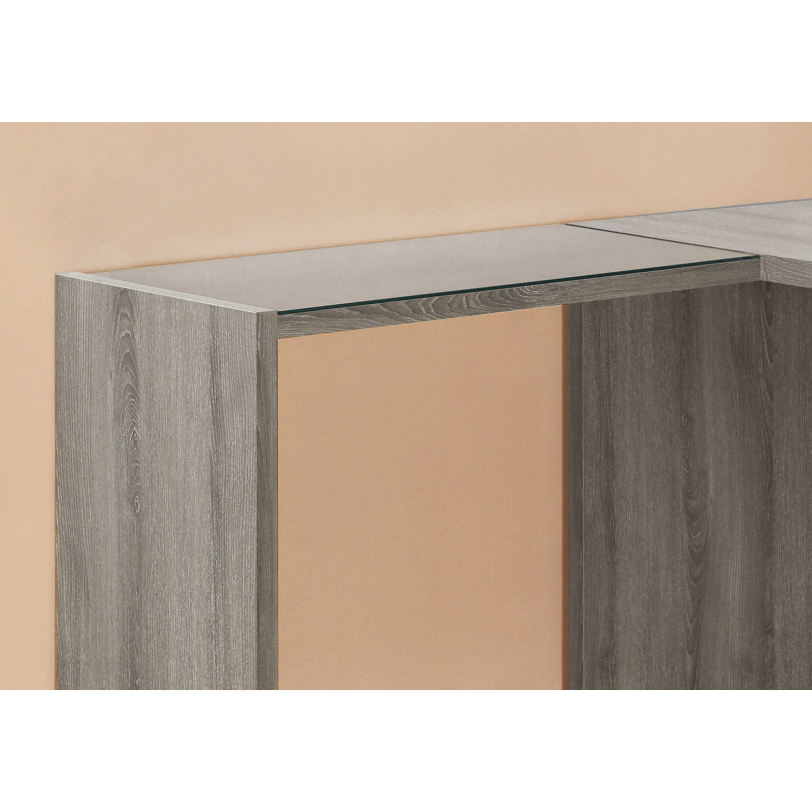 BUREAU - TAUPE FONCE DE COIN ET VERRE TREMPE