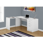 COMPUTER DESK - WHITE CORNER WITH TEMPERED GLASS