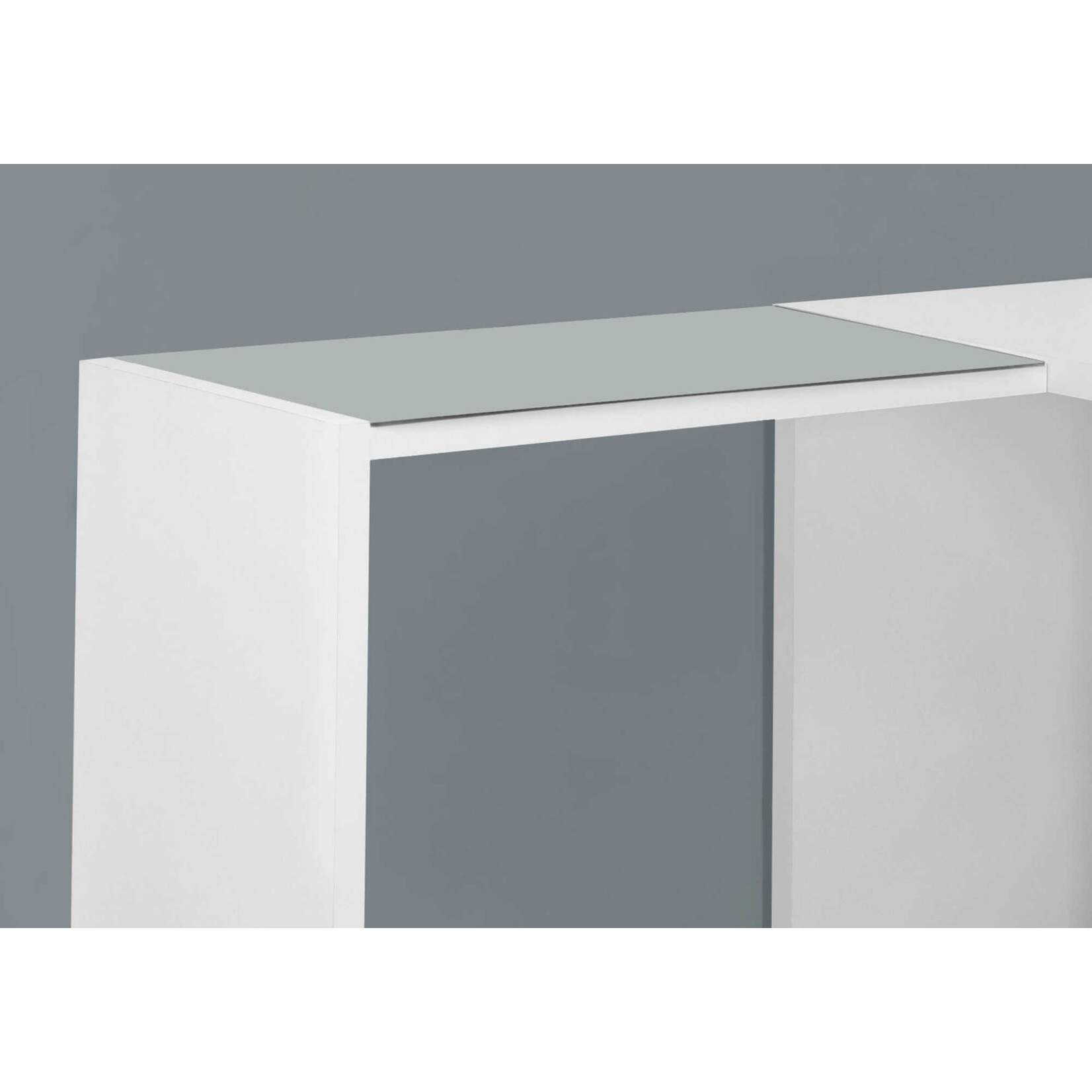 COMPUTER DESK - WHITE CORNER WITH TEMPERED GLASS