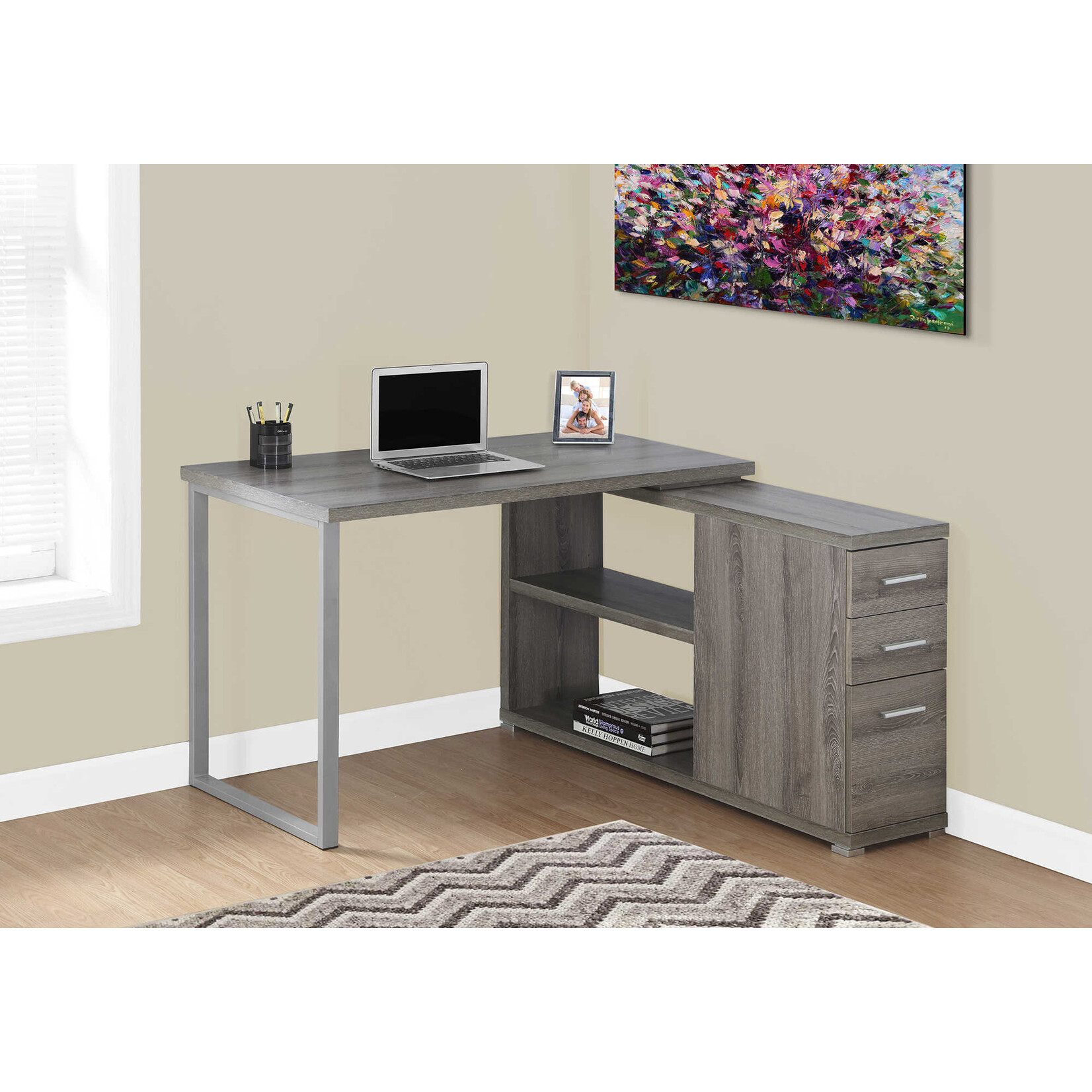 COMPUTER DESK - DARK TAUPE LEFT OR RIGHT FACING CORNER