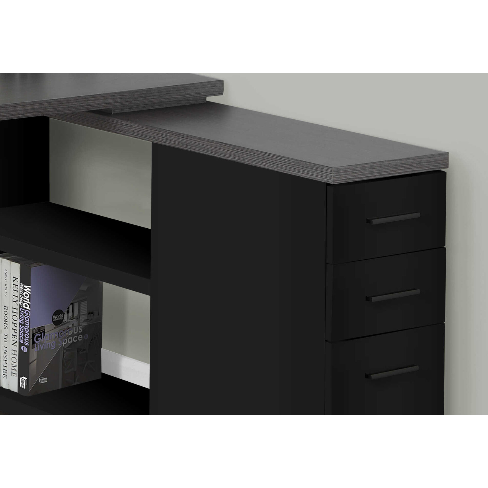 COMPUTER DESK - BLACK / GREY TOP LEFT/RIGHT FACING CORNER