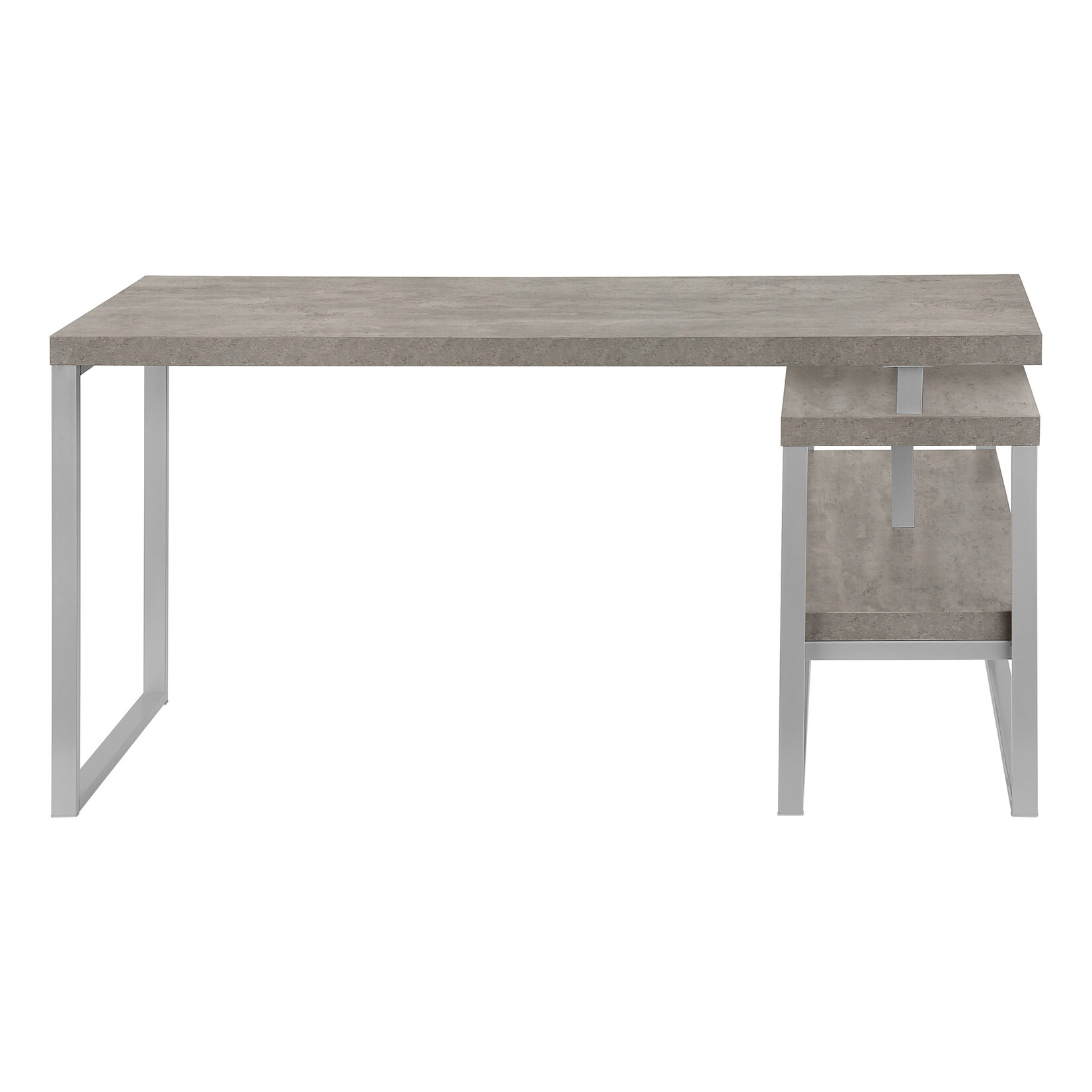 COMPUTER DESK - 60"L / CONCRETE / SILVER METAL L/R CORNER