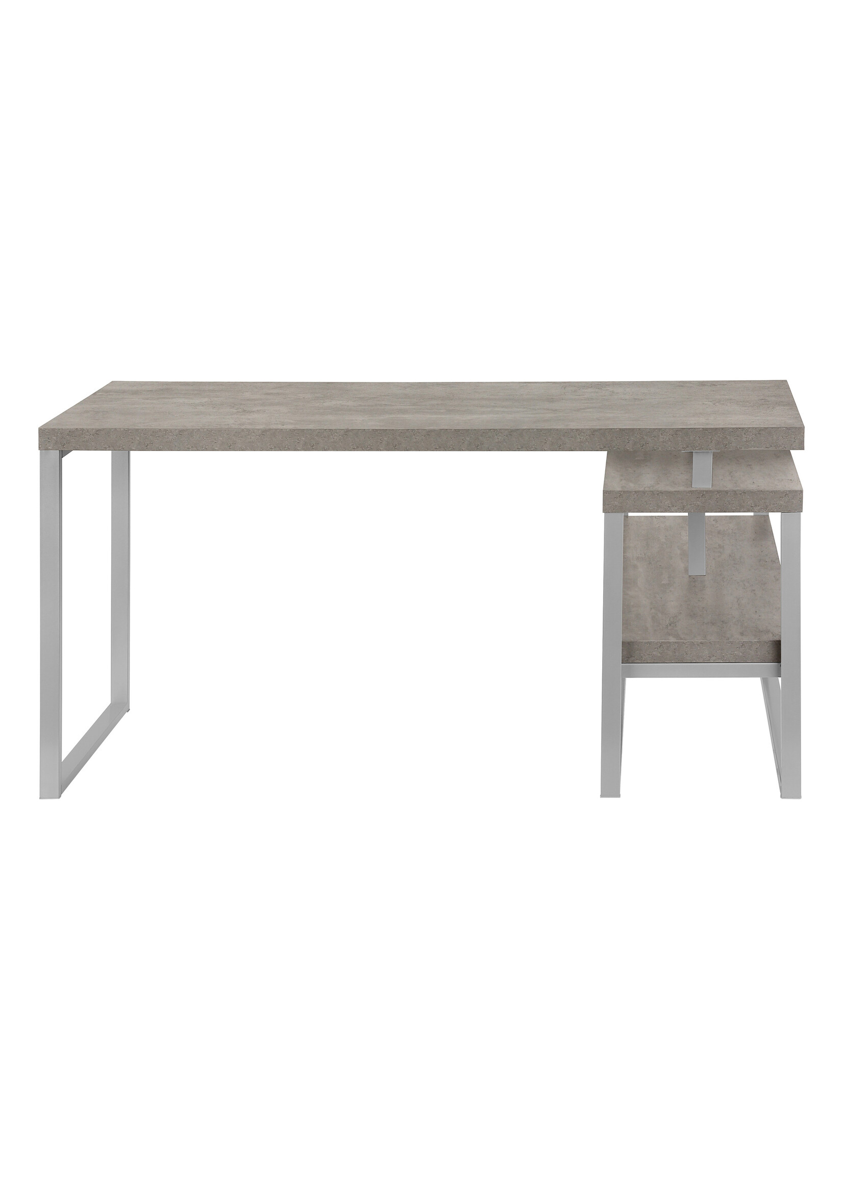 BUREAU - 60"L / CIMENT / METAL ARGENT DE COIN COTE D/G