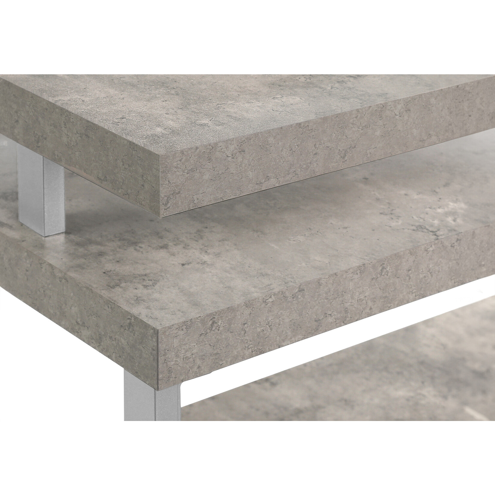COMPUTER DESK - 60"L / CONCRETE / SILVER METAL L/R CORNER