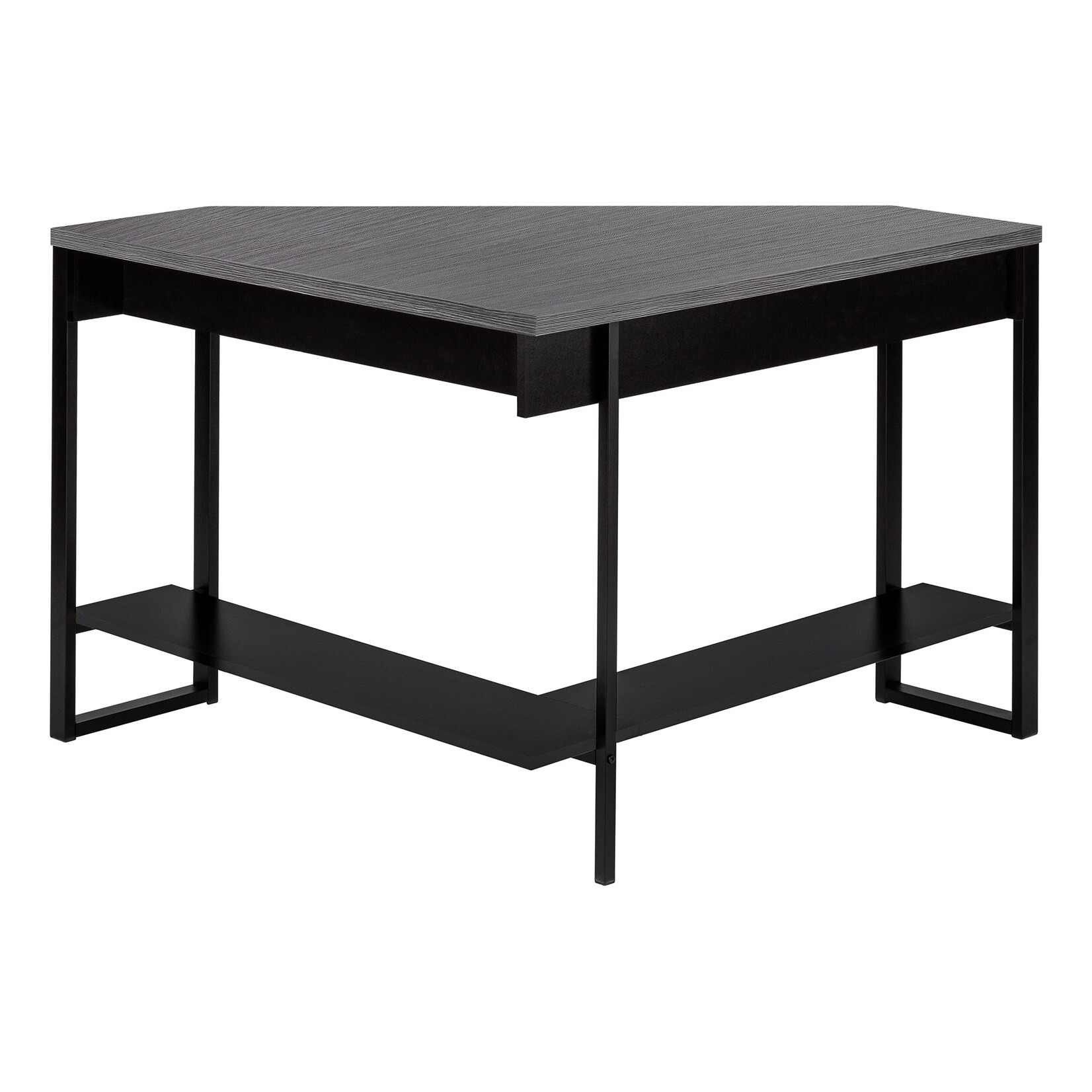 COMPUTER DESK - 42"L / BLACK / GREY TOP CORNER / BLACK