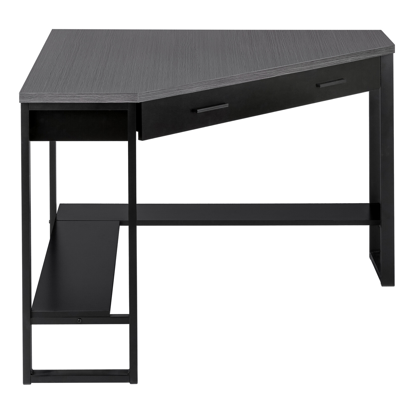 COMPUTER DESK - 42"L / BLACK / GREY TOP CORNER / BLACK