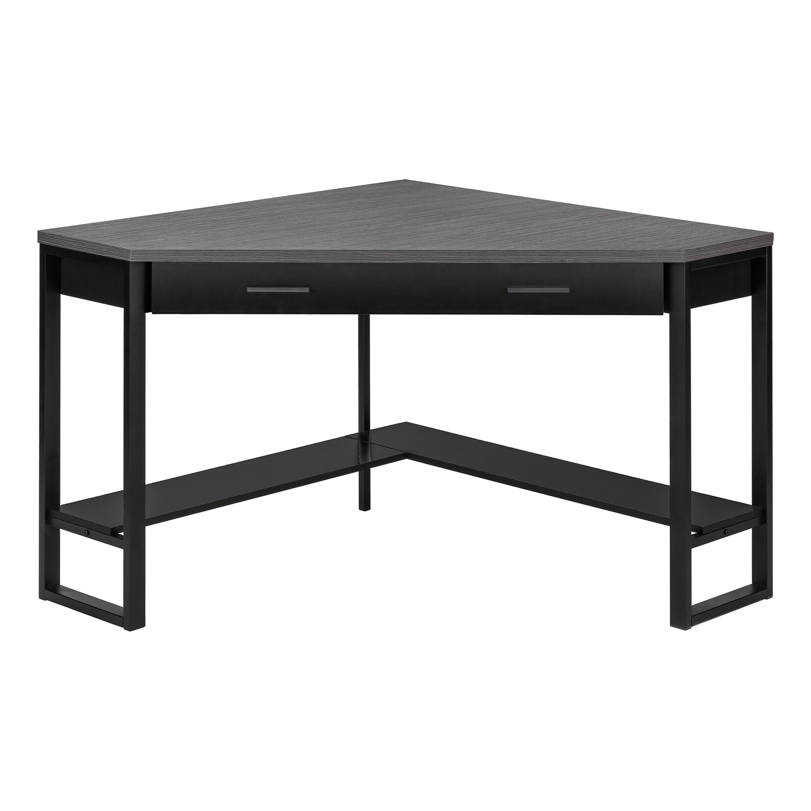 COMPUTER DESK - 42"L / BLACK / GREY TOP CORNER / BLACK