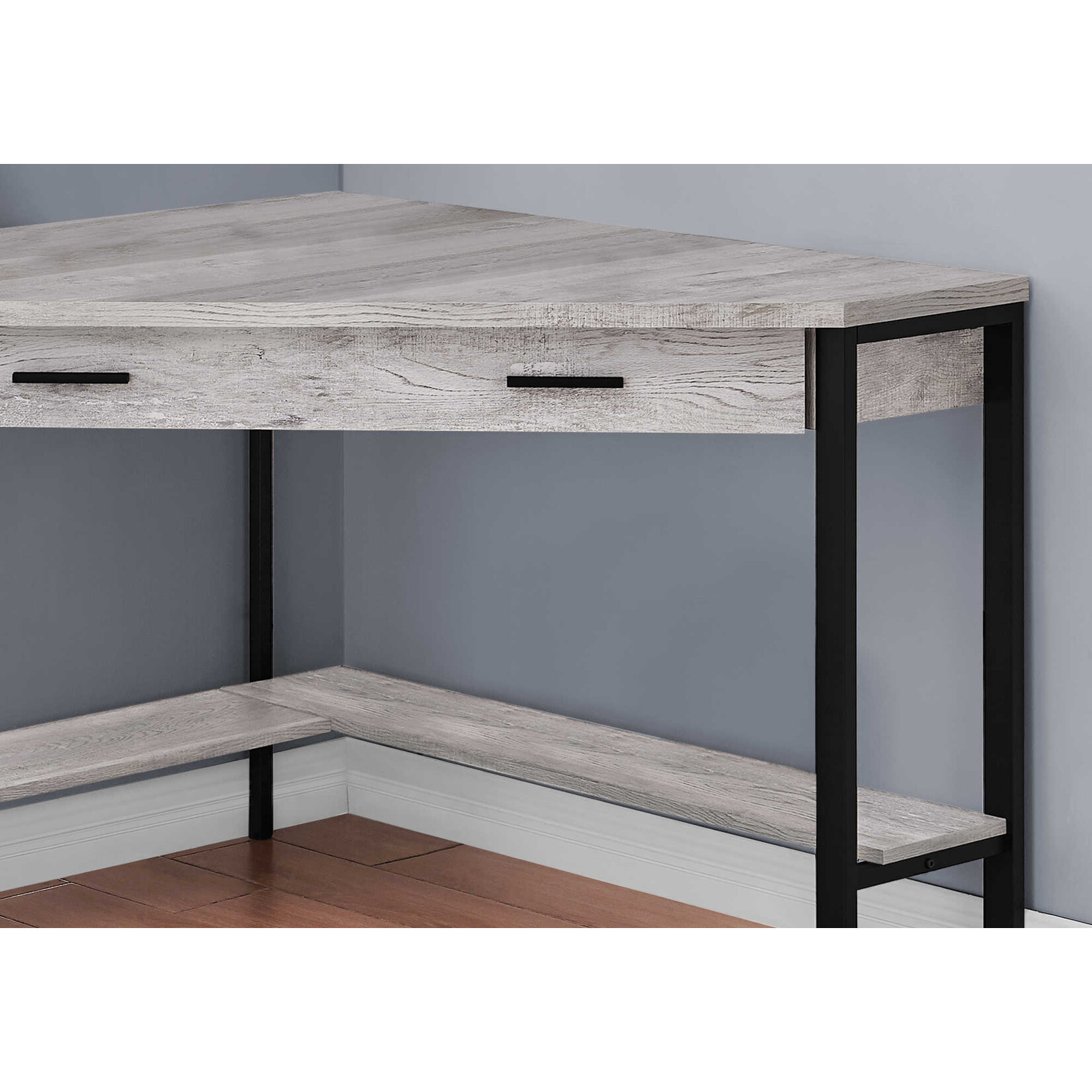 COMPUTER DESK - 42"L / GREY RECLAIMED WOOD CORNER
