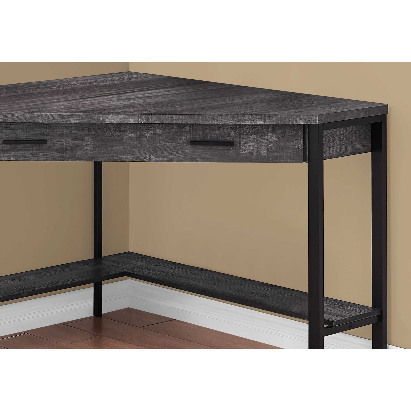 COMPUTER DESK - 42"L / BLACK RECLAIMED WOOD CORNER