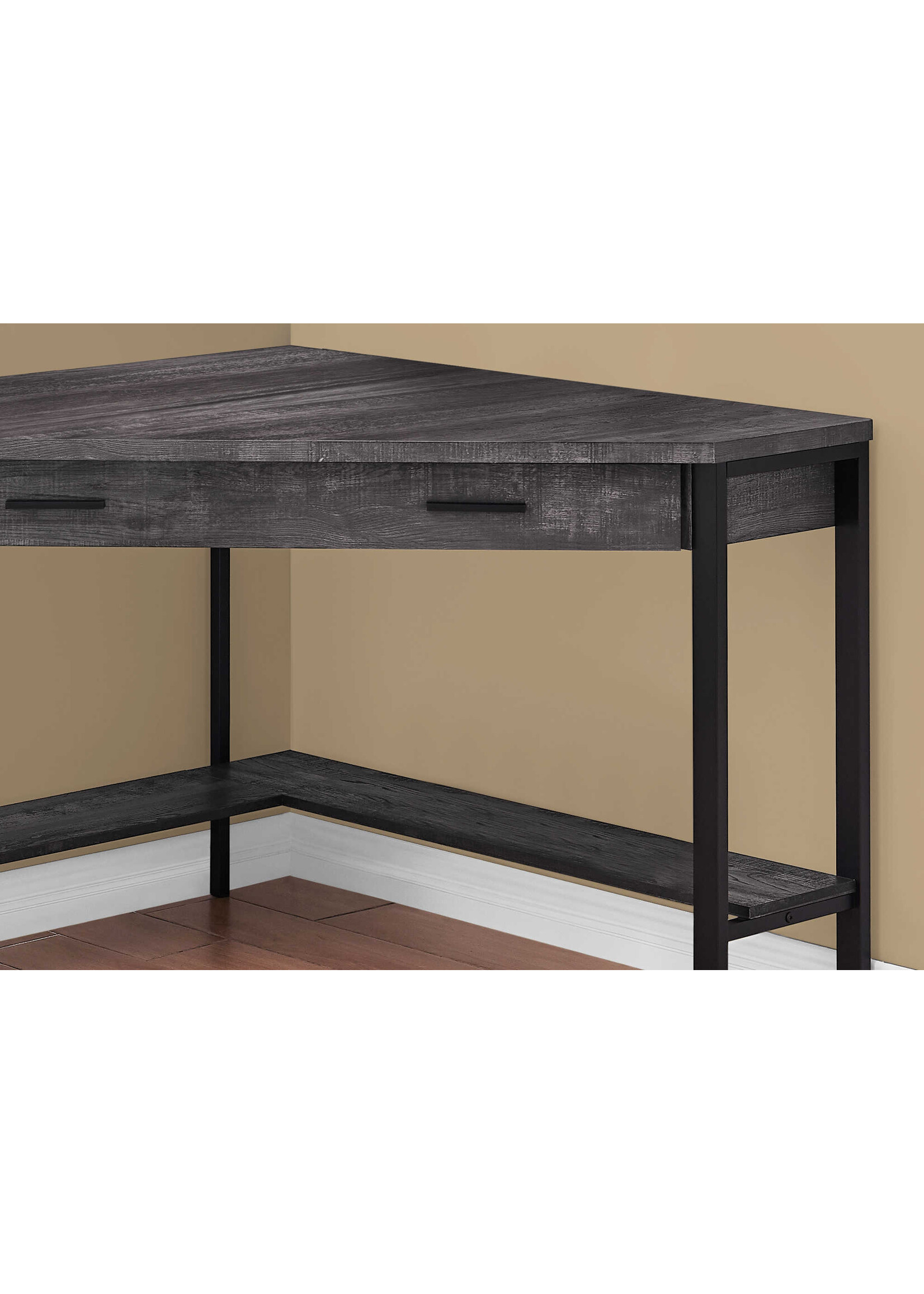 COMPUTER DESK - 42"L / BLACK RECLAIMED WOOD CORNER