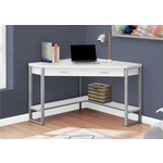 COMPUTER DESK - 42"L / WHITE CORNER / SILVER METAL