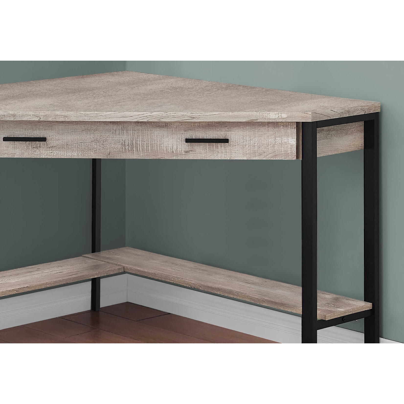COMPUTER DESK - 42"L / TAUPE RECLAIMED WOOD CORNER