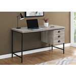 COMPUTER DESK - 55"L / TAUPE RECLAIMED WOOD / BLACK METAL