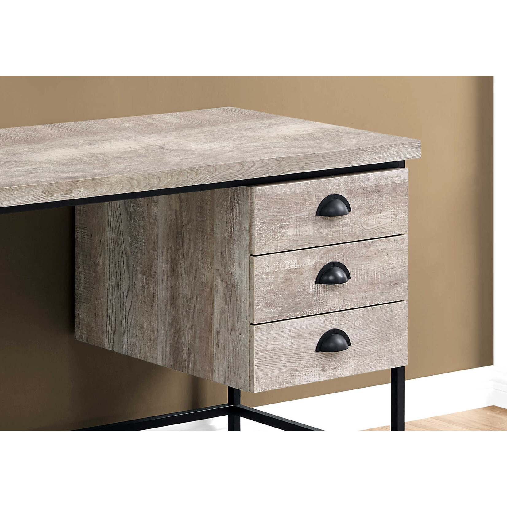 COMPUTER DESK - 55"L / TAUPE RECLAIMED WOOD / BLACK METAL