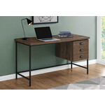 COMPUTER DESK - 55"L / BROWN RECLAIMED WOOD / BLACK METAL