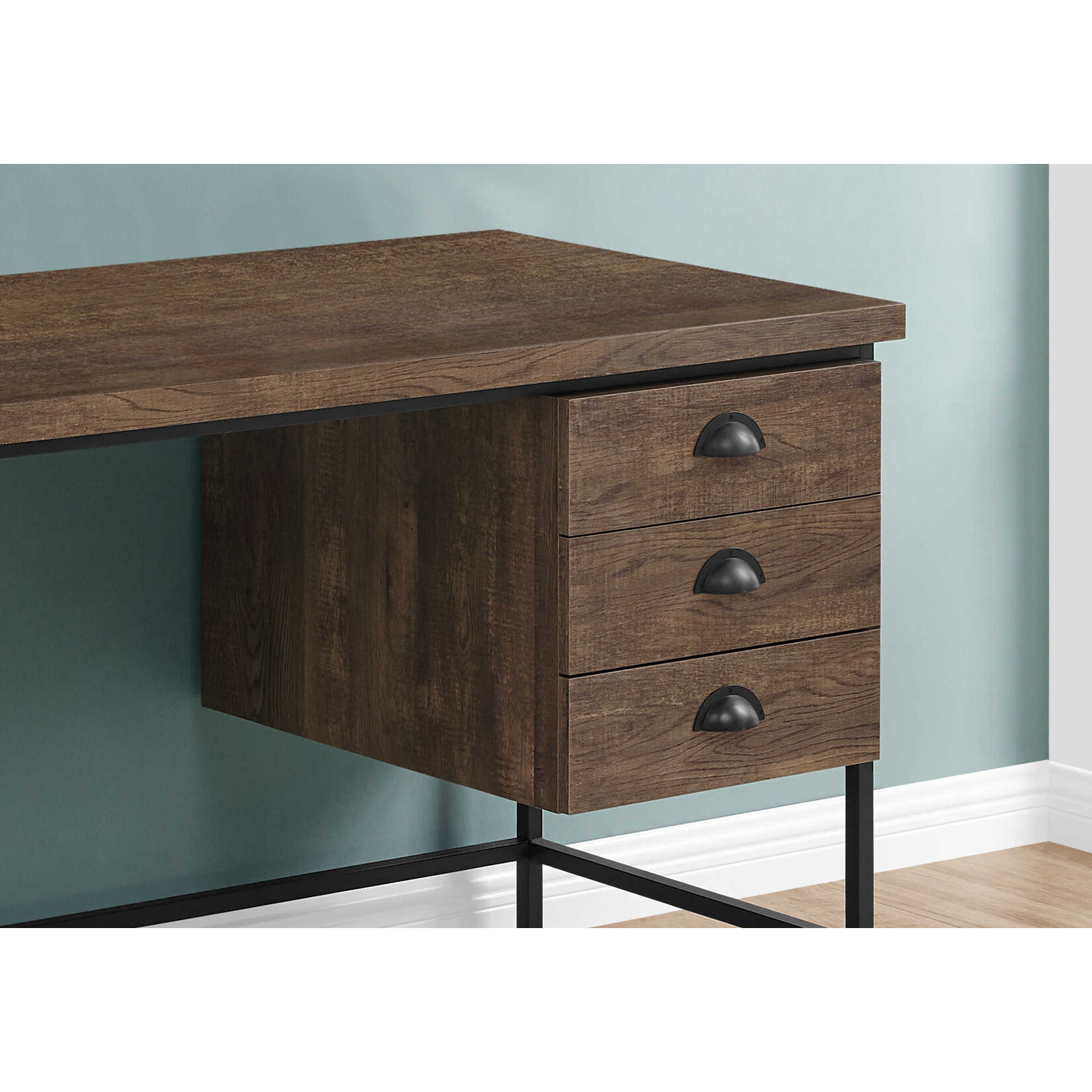COMPUTER DESK - 55"L / BROWN RECLAIMED WOOD / BLACK METAL