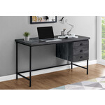 COMPUTER DESK - 55"L / BLACK RECLAIMED WOOD / BLACK METAL
