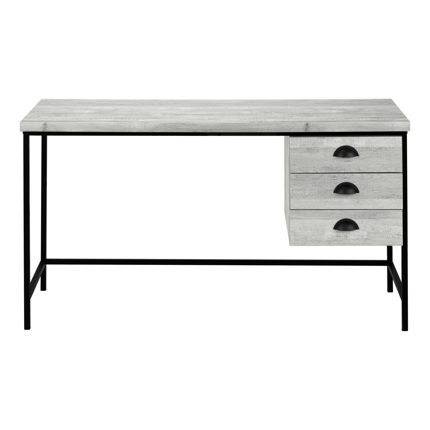 COMPUTER DESK - 55"L / GREY RECLAIMED WOOD / BLACK METAL