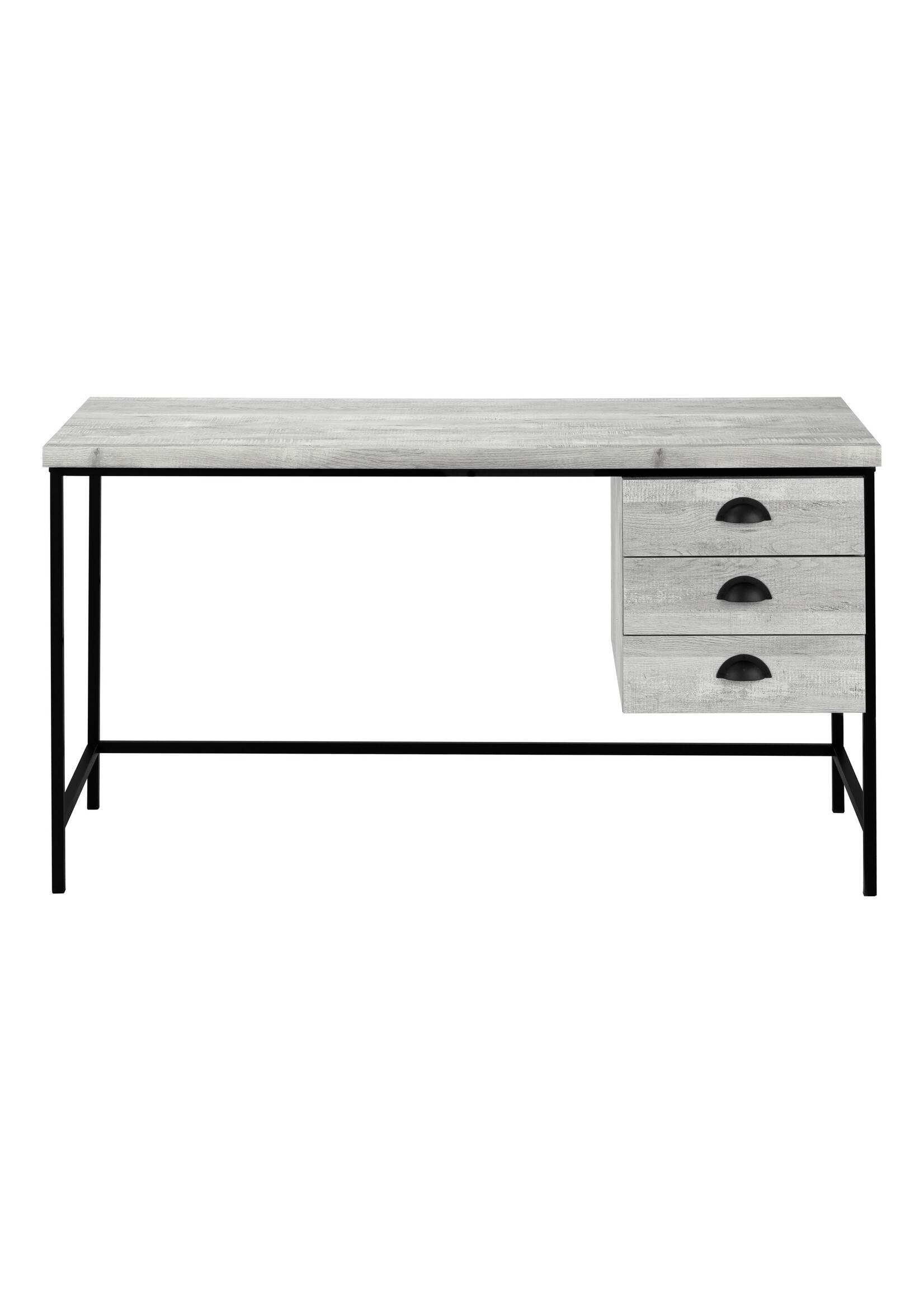 COMPUTER DESK - 55"L / GREY RECLAIMED WOOD / BLACK METAL