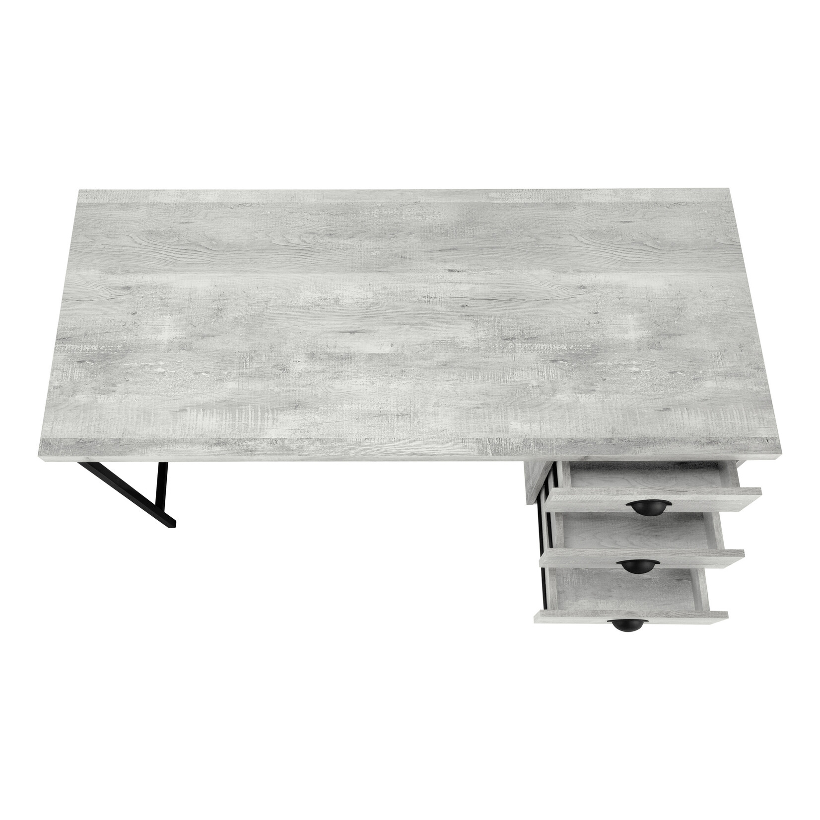 COMPUTER DESK - 55"L / GREY RECLAIMED WOOD / BLACK METAL