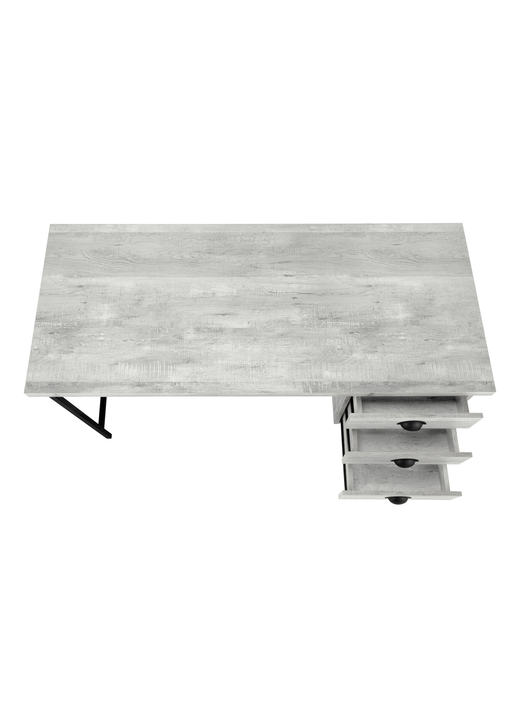 BUREAU - 55"L / FAUX BOIS GRIS / METAL NOIR