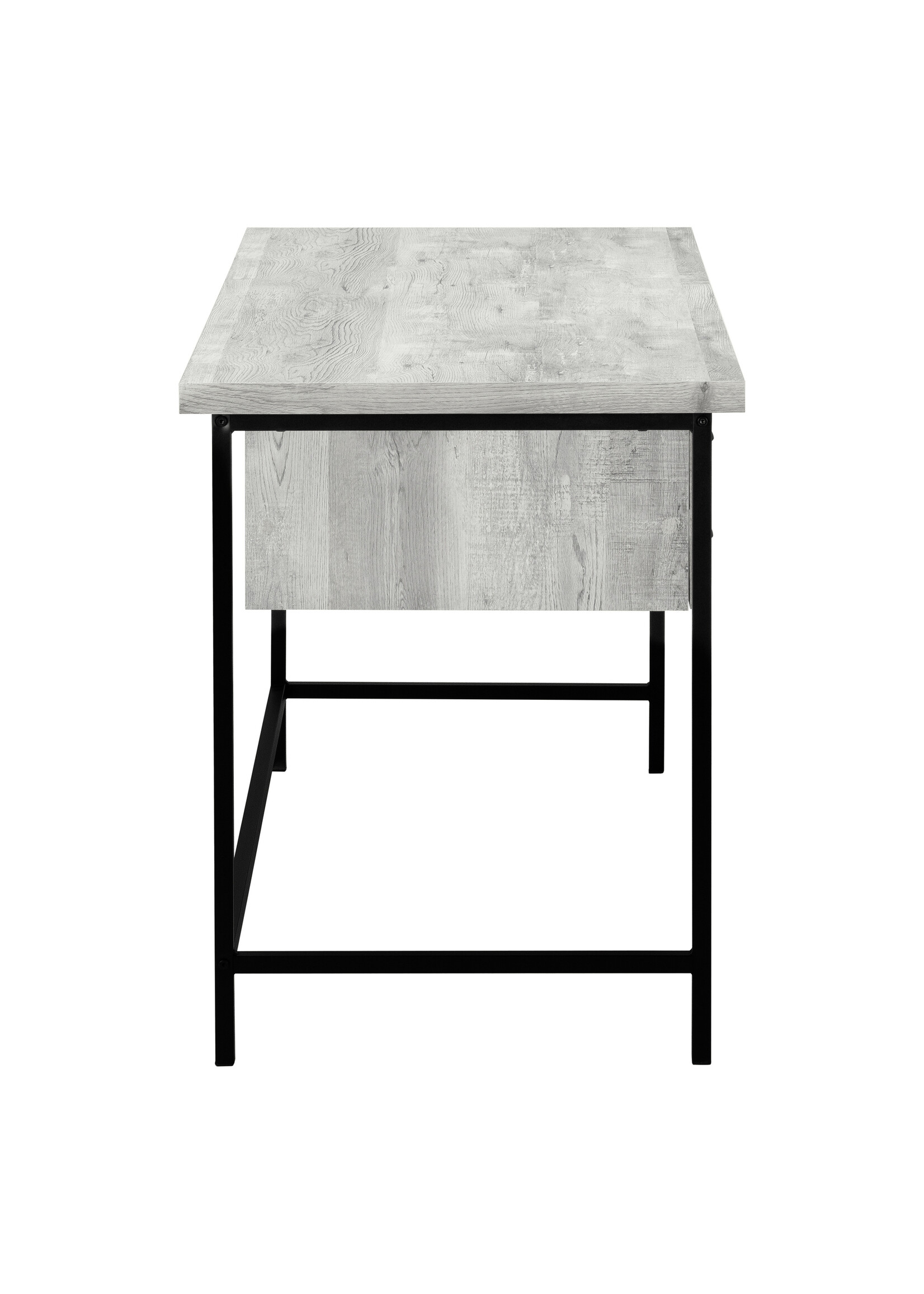 BUREAU - 55"L / FAUX BOIS GRIS / METAL NOIR