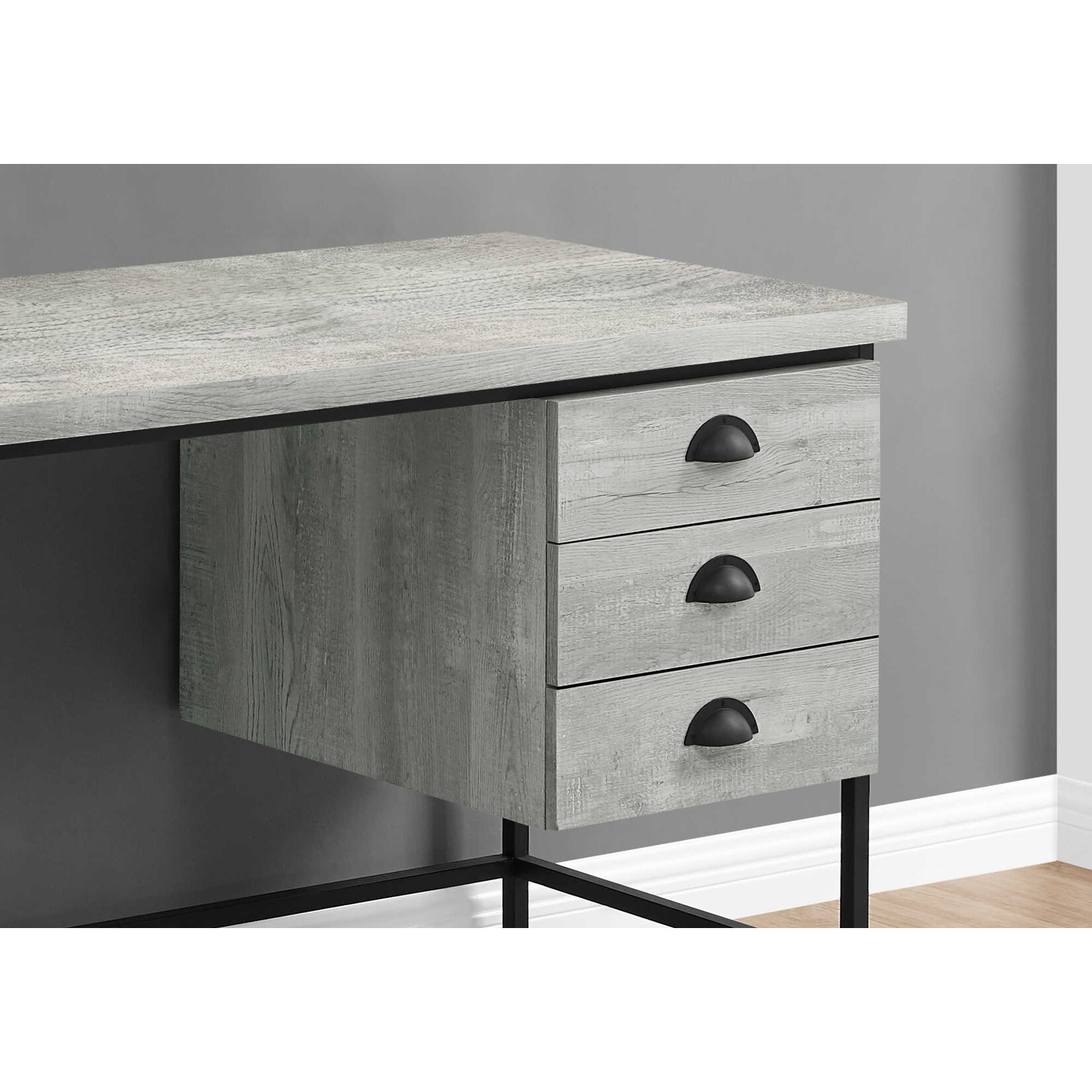 COMPUTER DESK - 55"L / GREY RECLAIMED WOOD / BLACK METAL