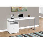 COMPUTER DESK - 60"L / WHITE / SILVER METAL
