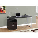 BUREAU - 60"L / ESPRESSO / METAL ARGENT