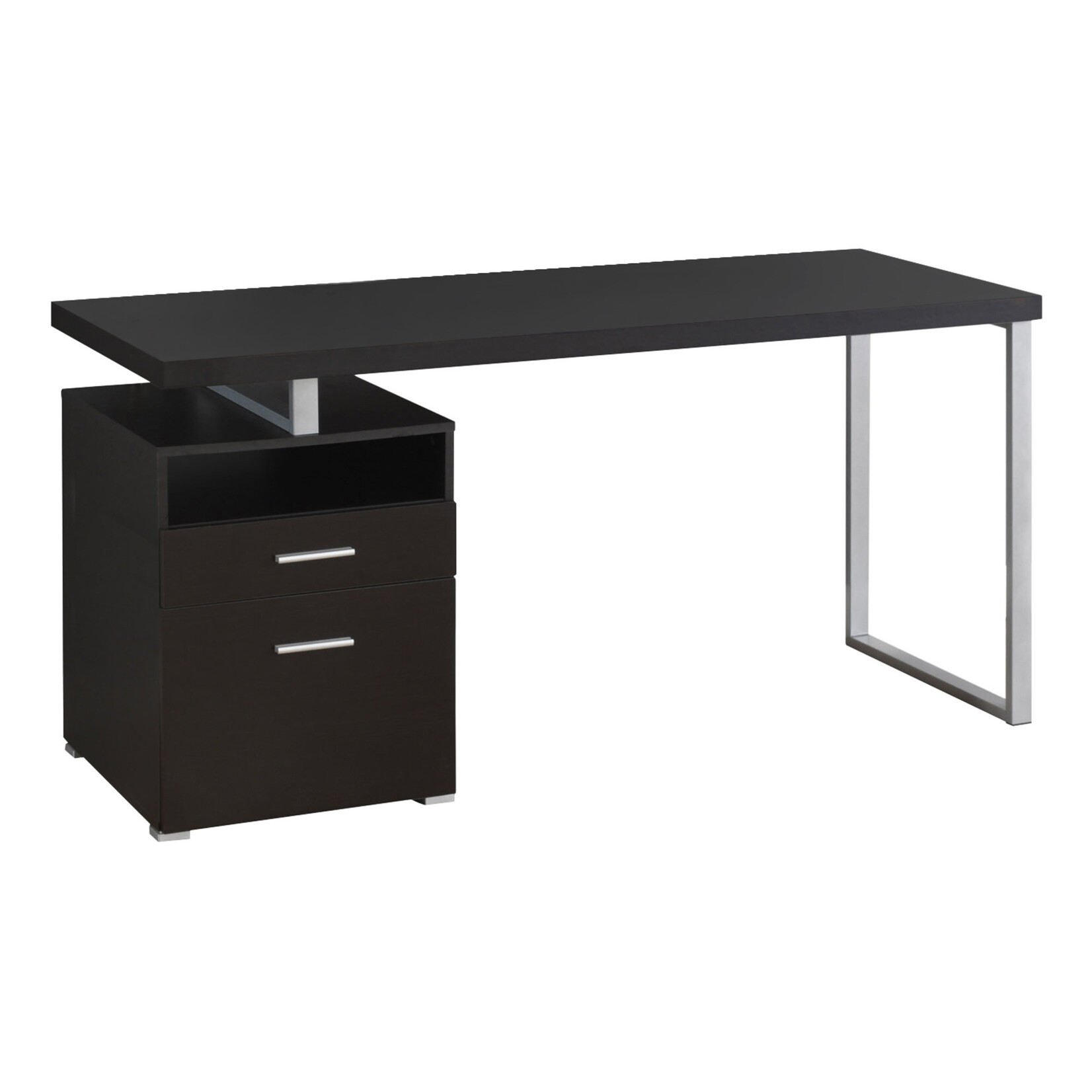 BUREAU - 60"L / ESPRESSO / METAL ARGENT