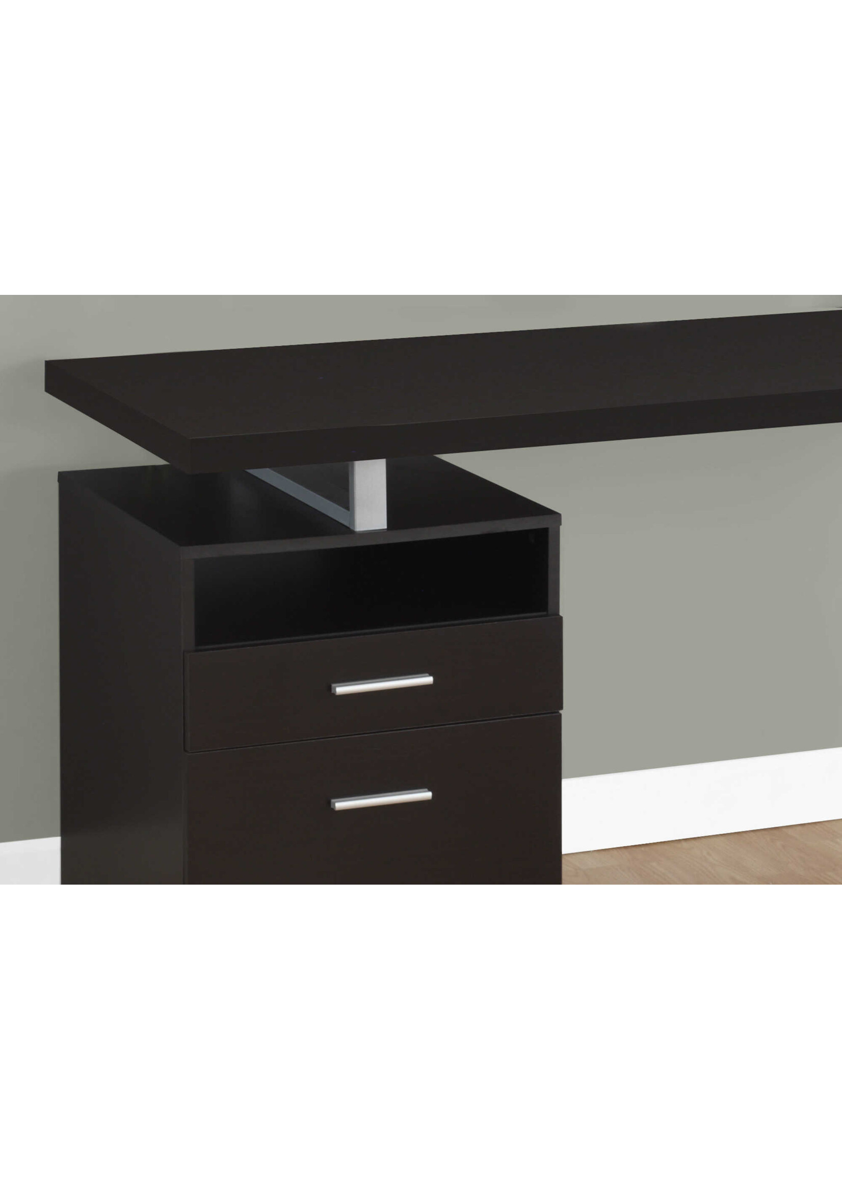 BUREAU - 60"L / ESPRESSO / METAL ARGENT