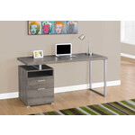 COMPUTER DESK - 60"L / DARK TAUPE / SILVER METAL