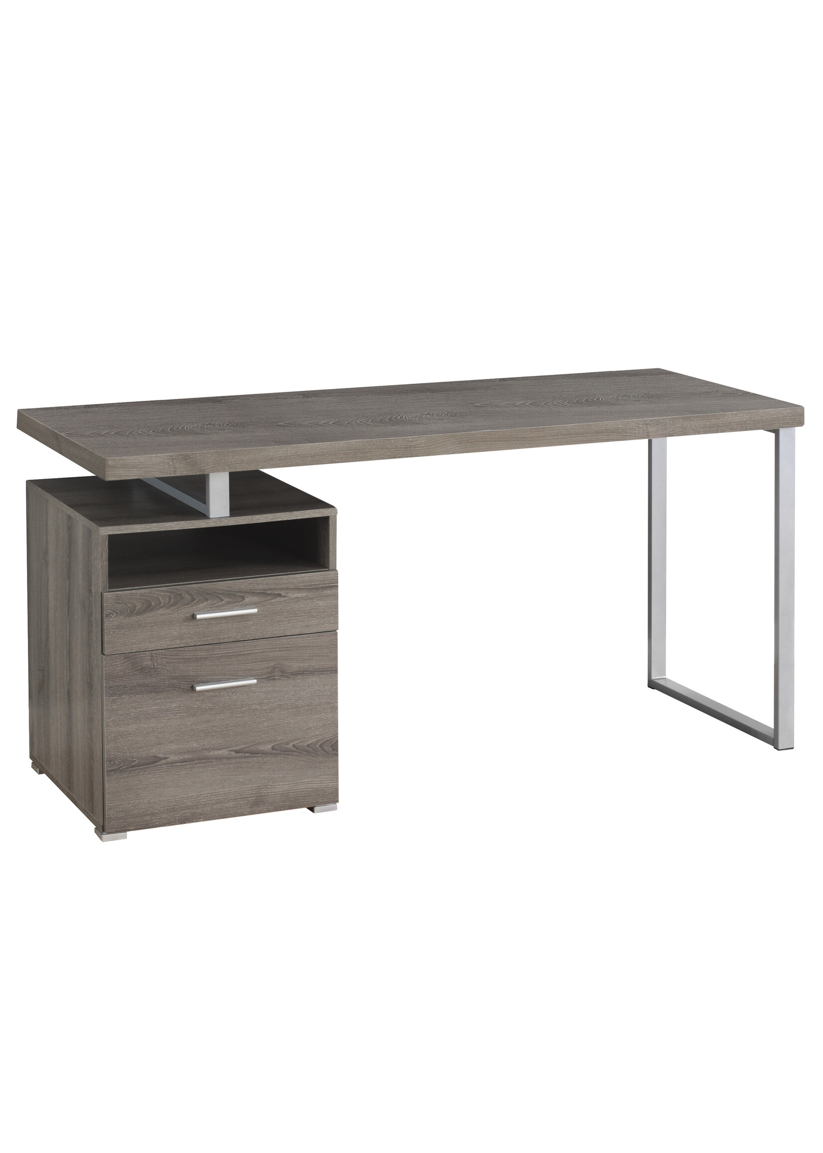 COMPUTER DESK - 60"L / DARK TAUPE / SILVER METAL