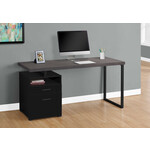 COMPUTER DESK - 60"L / BLACK / GREY TOP / BLACK METAL