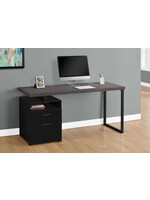 COMPUTER DESK - 60"L / BLACK / GREY TOP / BLACK METAL