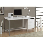 COMPUTER DESK - 60"L / WHITE / SILVER METAL