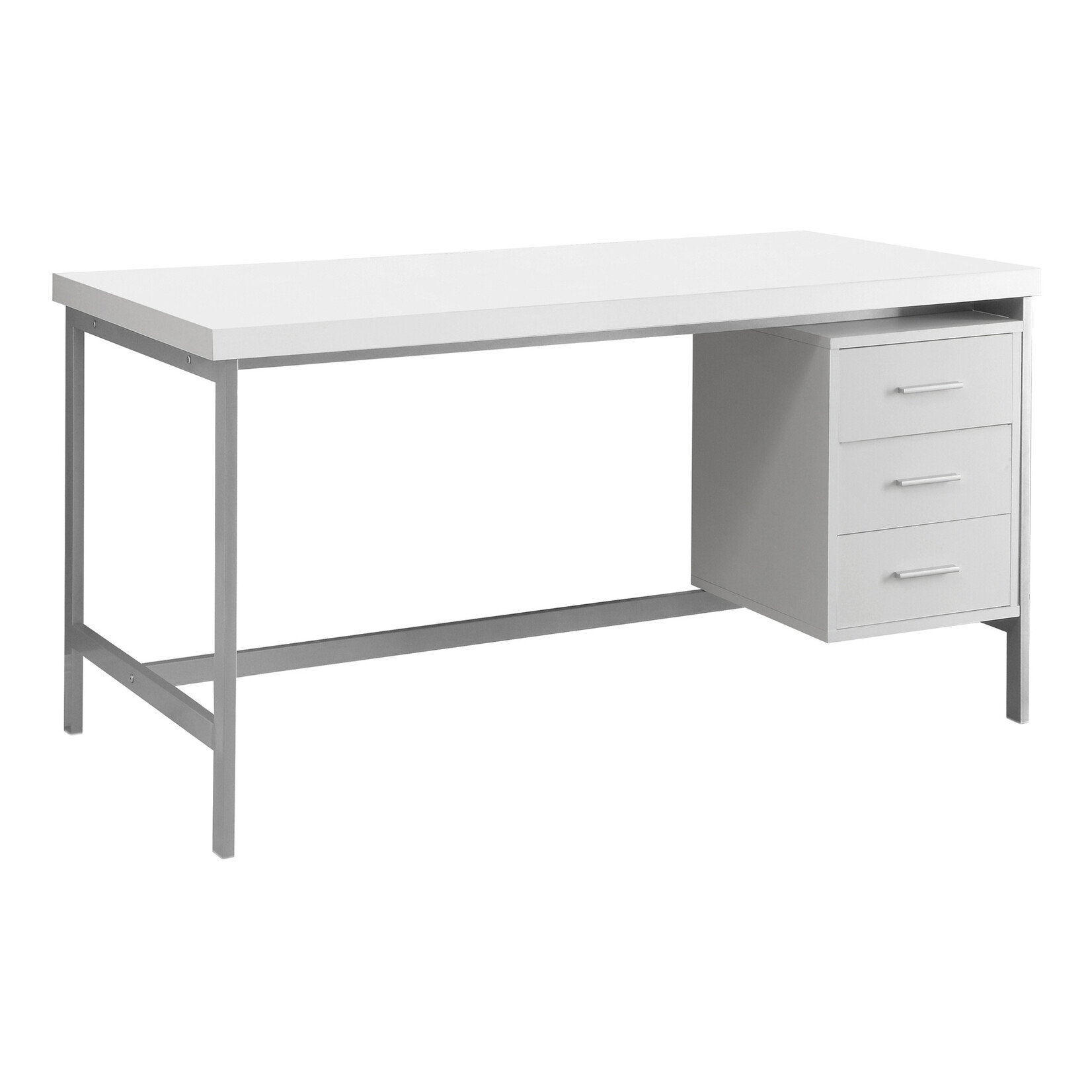 BUREAU - 60"L / METAL ARGENT / BLANC