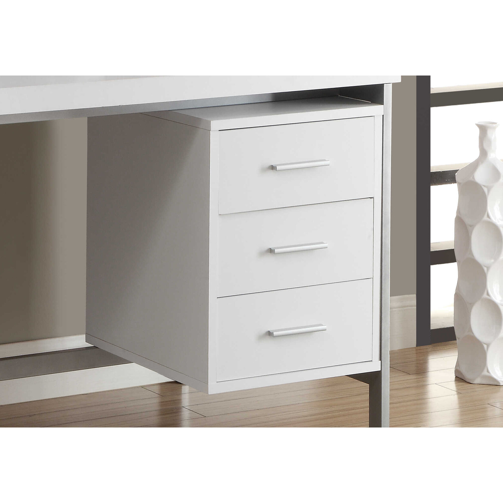BUREAU - 60"L / METAL ARGENT / BLANC