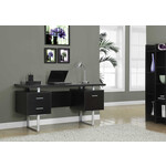 COMPUTER DESK - 60"L / ESPRESSO / SILVER METAL
